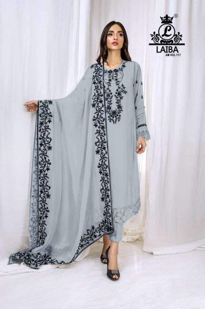  LAIBA AM VOL 117 GEORGETTE FULL STITCH PAKISTANI SUIT COLLECTION