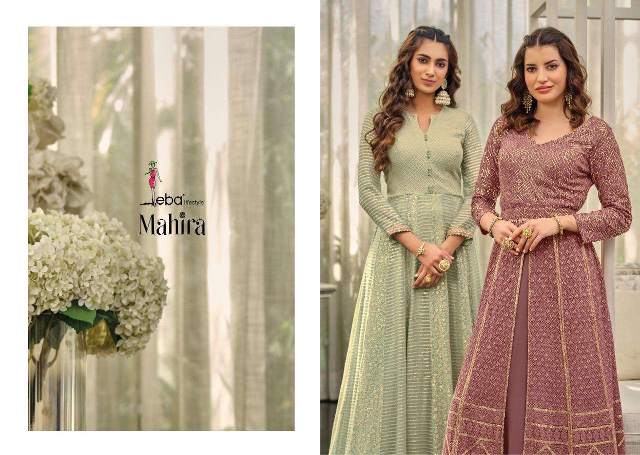 MAHIRA BY EBA LIFESTYLE READYMADE LONG DESIGNER SUITS