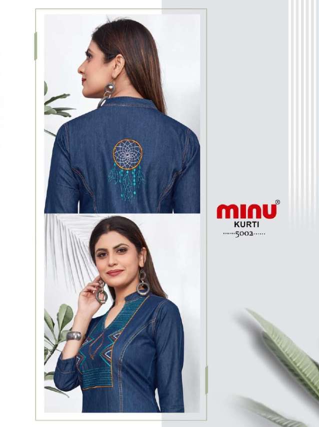Minu INDIGO SKY Vol-5 Denim Embroidered Kurti-4P Catalog
