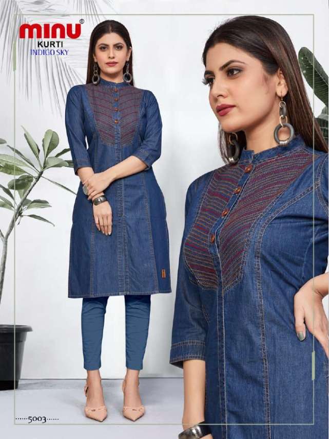 Minu INDIGO SKY Vol-5 Denim Embroidered Kurti-4P Catalog