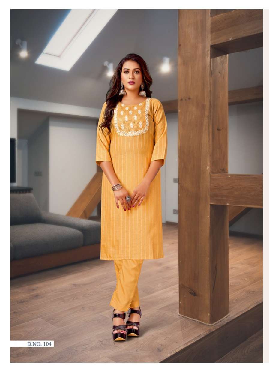 Minu PRASANG Cotton Embroidered Kurtis Combo-6P Catalog