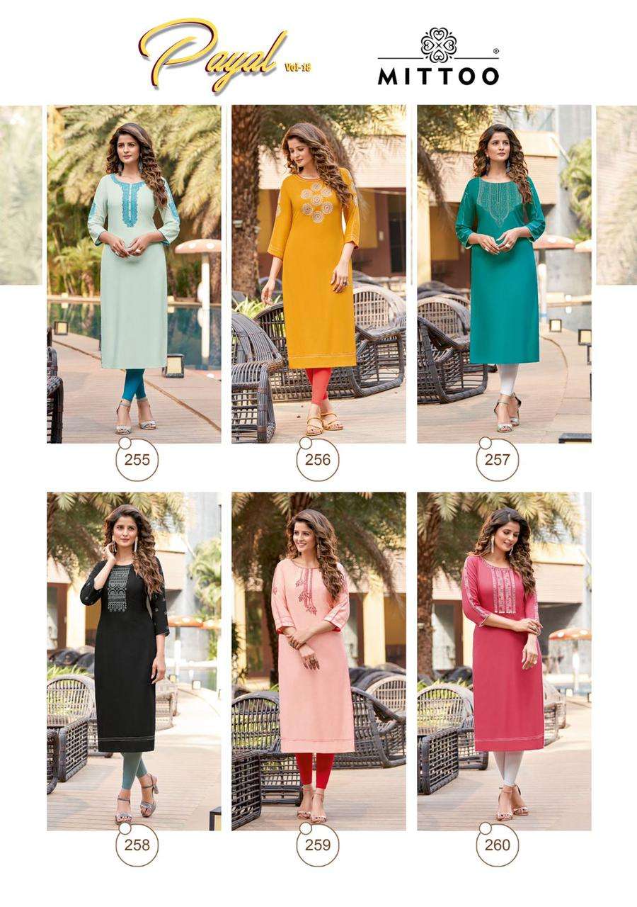 MITTOO Catalog  Payal Vol 18 Office wear kurtis catalog