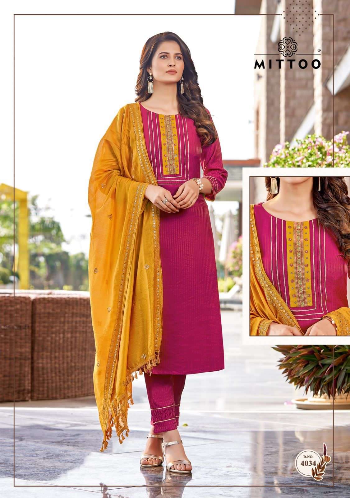 Mittoo Kohinoor Catalog Viscose Silk Designer Top Bottom Dupatta