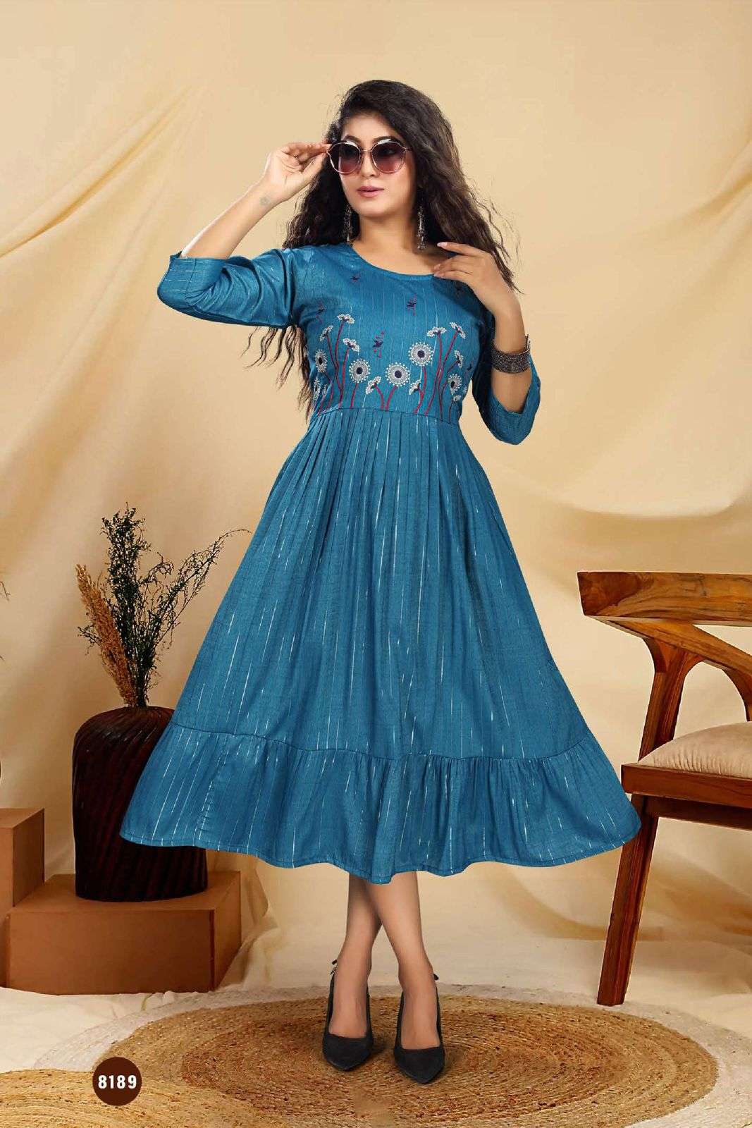 New Riyaa Fizaa Vol 1 Catalog Rayon Embroidered Kurtis