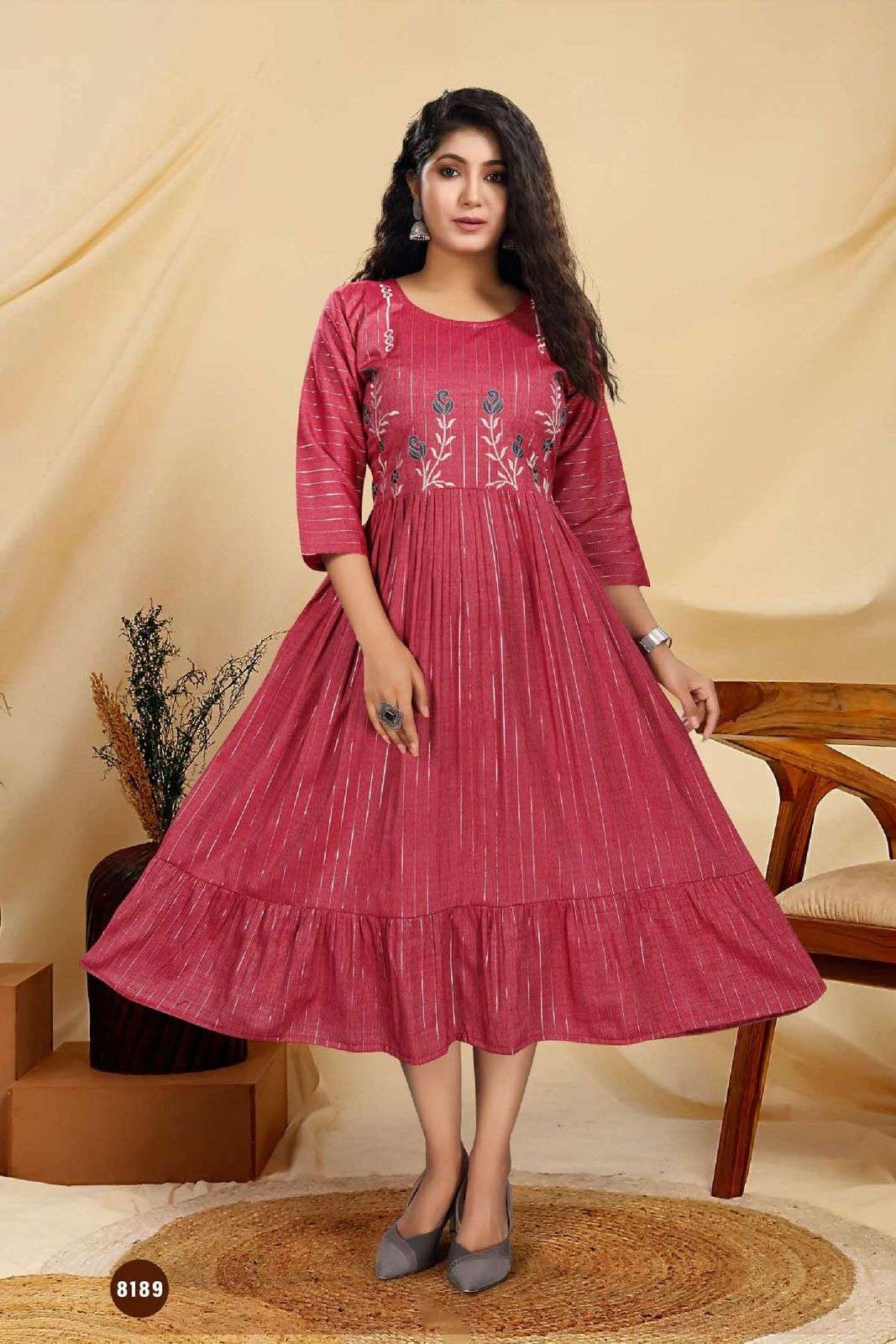 New Riyaa Fizaa Vol 1 Catalog Rayon Embroidered Kurtis