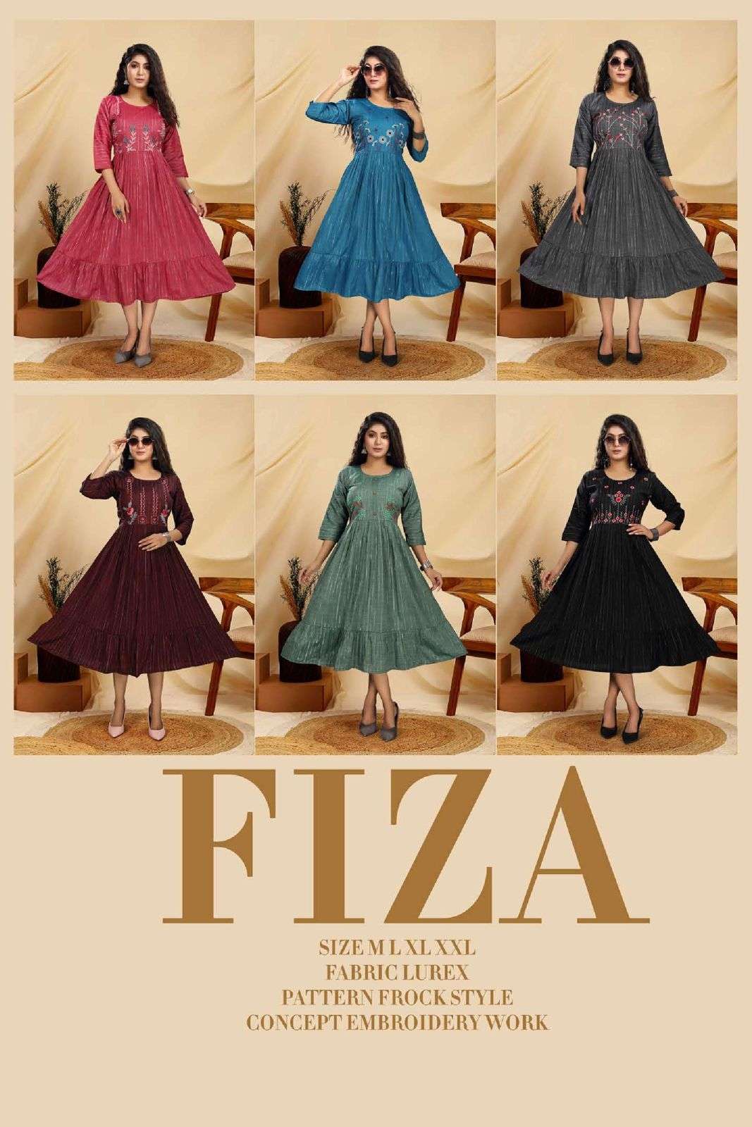 New Riyaa Fizaa Vol 1 Catalog Rayon Embroidered Kurtis