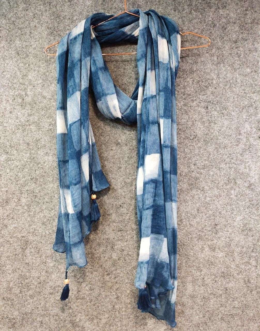 PRG 006 SILKY INDIGO PRINT DUPATTAS FOR MULTY PURPOSE