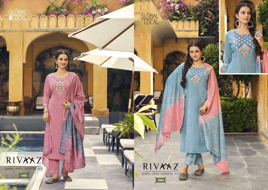 RIVAAZ BY GLOBAL LOCAL MUSLIN HANDWORK READYMADE SALWAR KAMEEZ