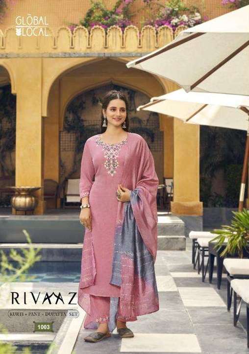 RIVAAZ BY GLOBAL LOCAL MUSLIN HANDWORK READYMADE SALWAR KAMEEZ