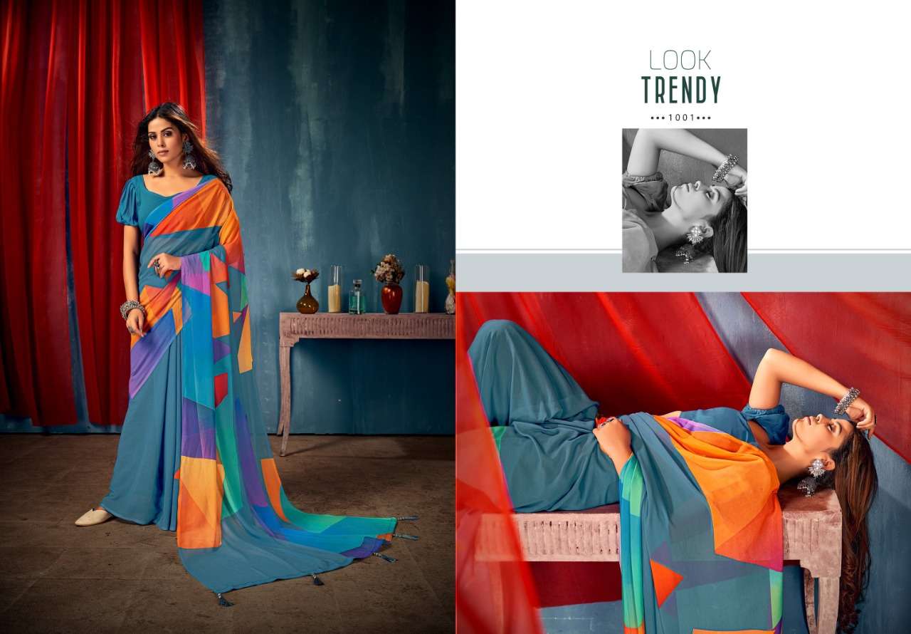 Saroj Sarees Launch new Benzer Georgette Printed Sarees Catalogue wholesale price online