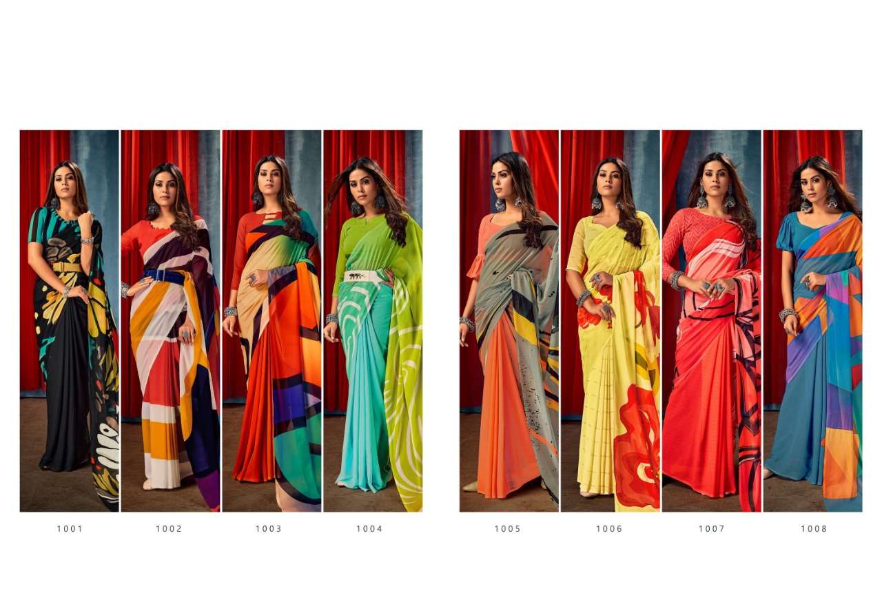 Saroj Sarees Launch new Benzer Georgette Printed Sarees Catalogue wholesale price online