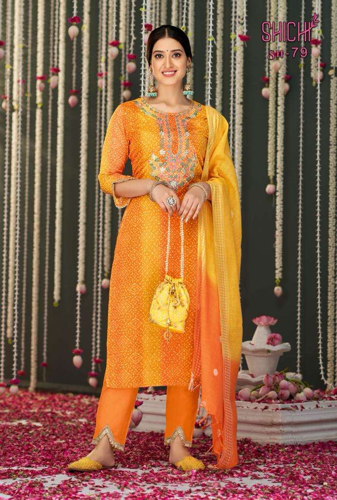 SHICHI INDO FASHION BANDHEJ CHIFFON NEW AND MODERN STYLE TOP BOTTOM WITH DUPATTA CATALOG