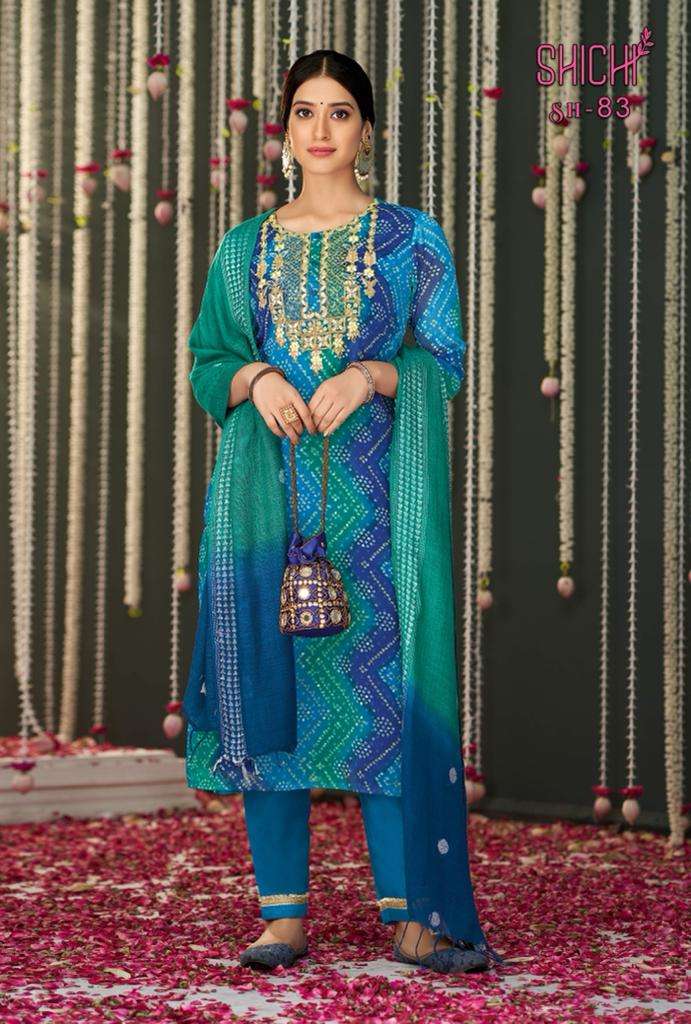 SHICHI INDO FASHION BANDHEJ CHIFFON NEW AND MODERN STYLE TOP BOTTOM WITH DUPATTA CATALOG