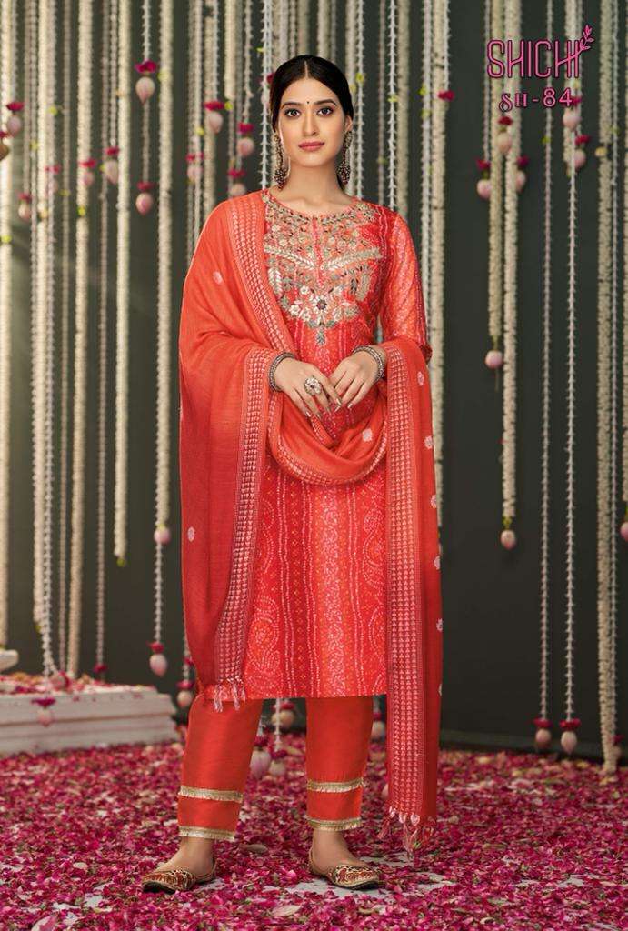 SHICHI INDO FASHION BANDHEJ CHIFFON NEW AND MODERN STYLE TOP BOTTOM WITH DUPATTA CATALOG
