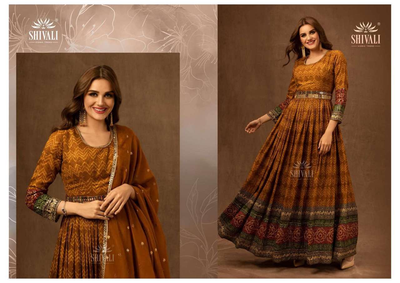  SHIVALI TYOHAAR GEORGEOUS UPADA PRINTS GOWN WITH DUPATTA COLLECTION