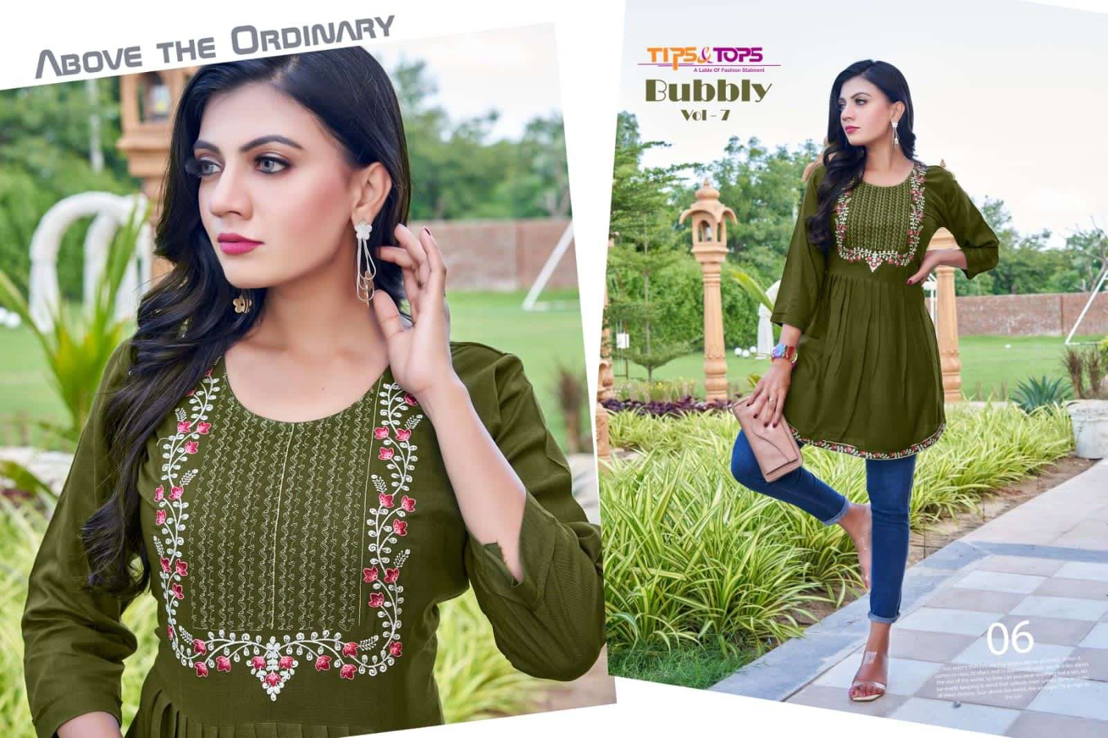 Tips & Tops Bubbly Vol 7 Catalog Rayon Slub Fancy Embroidered Tops