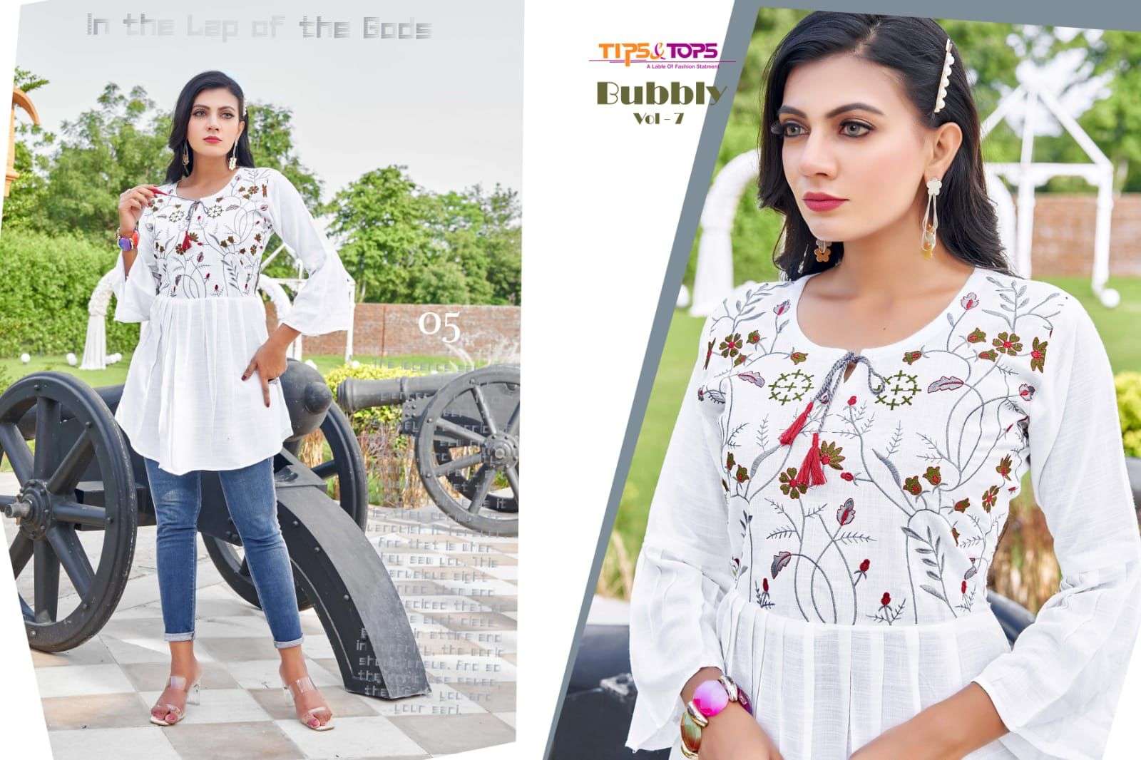 Tips & Tops Bubbly Vol 7 Catalog Rayon Slub Fancy Embroidered Tops
