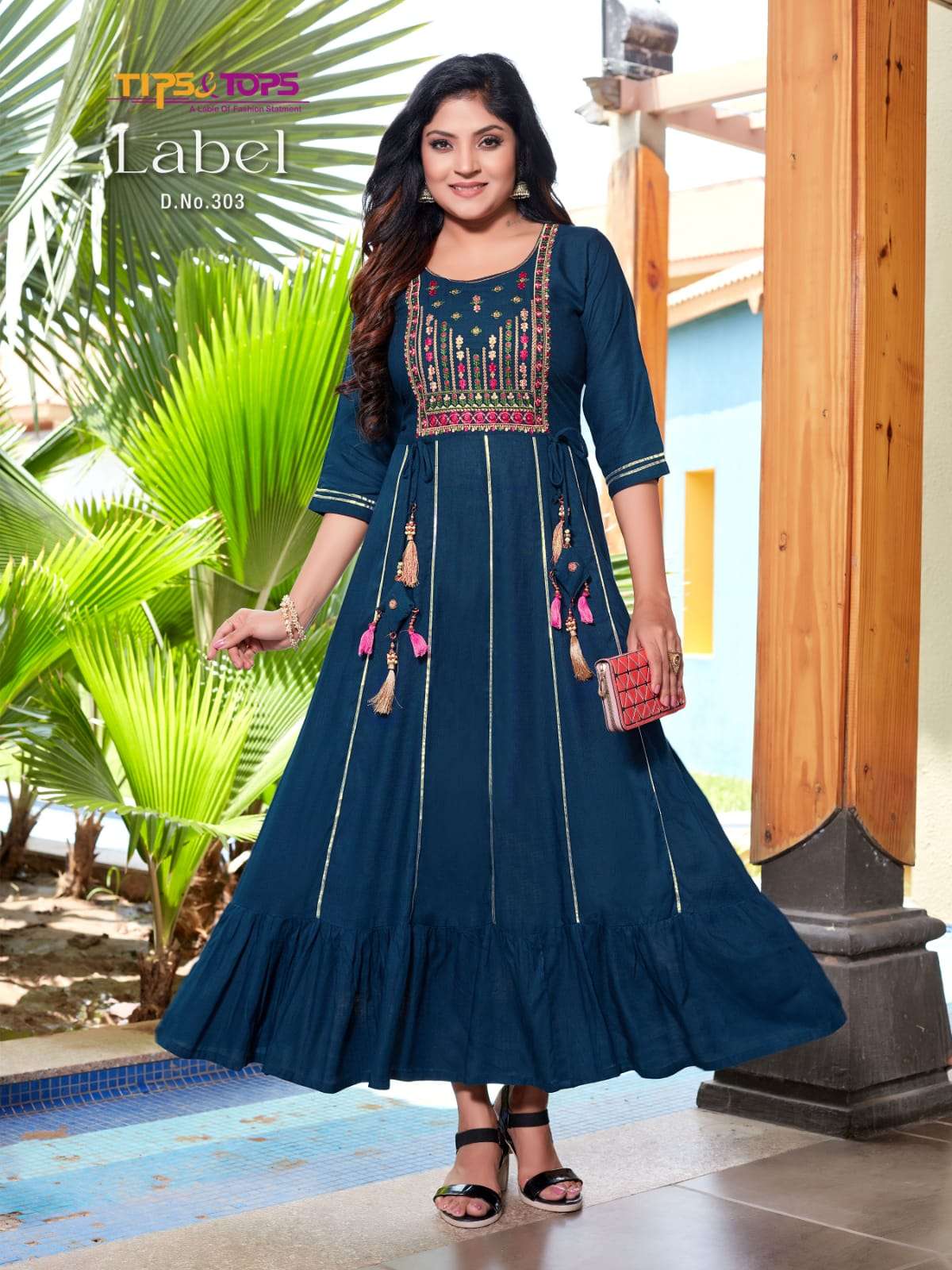 Tips Tops Label Vol 3 Catalog Slub Rayon Designer Anarkali Style Kurtis