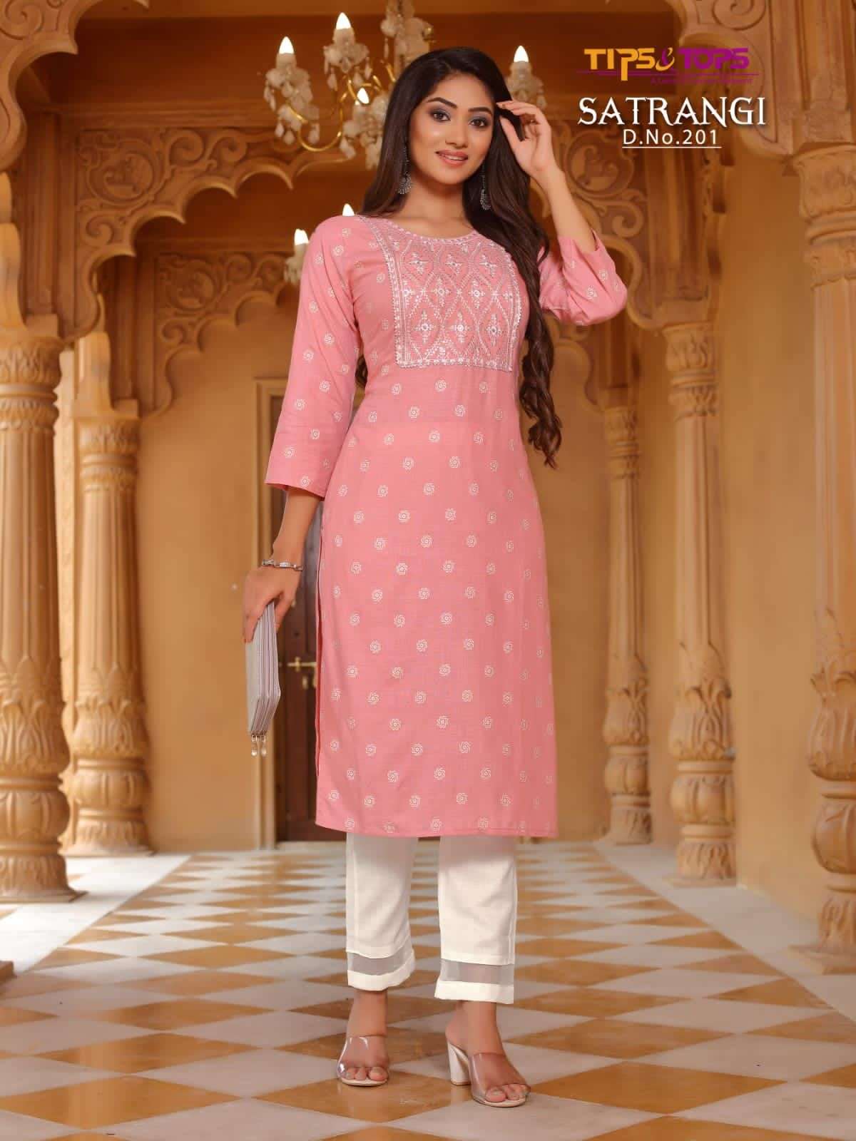 Tips & Tops Satrangi Vol 2 Catalog Party Wear Rayon Slub Kurti With Pant