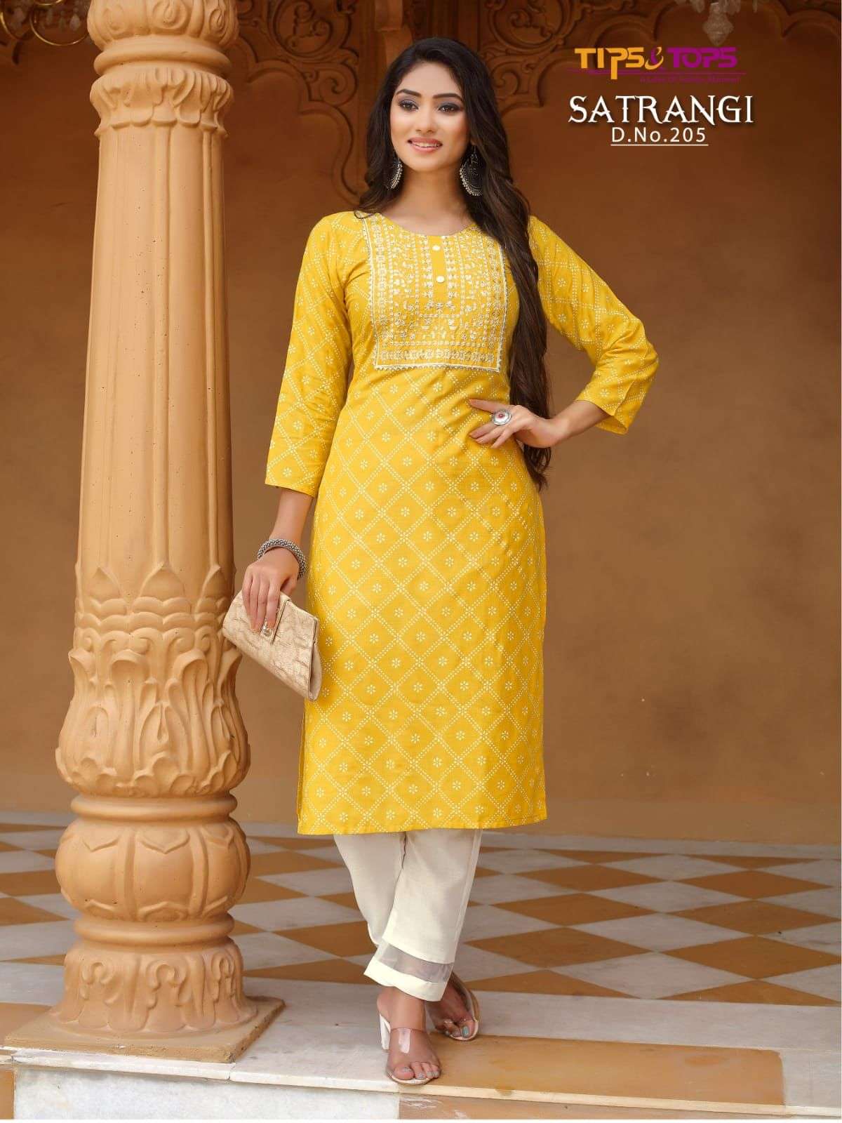 Tips & Tops Satrangi Vol 2 Catalog Party Wear Rayon Slub Kurti With Pant