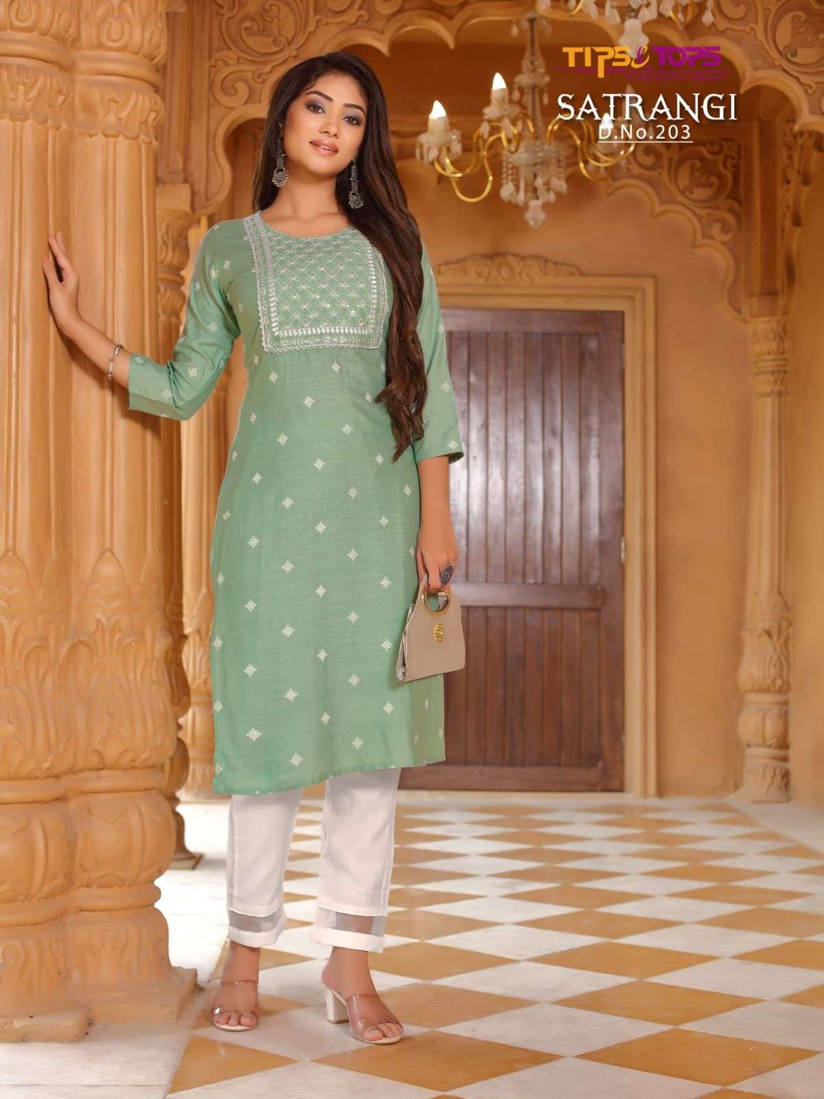 Tips & Tops Satrangi Vol 2 Catalog Party Wear Rayon Slub Kurti With Pant