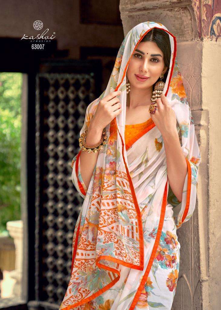 URVASHI BY KASHVI WEIGHTLESS PRINTED WHITE SPECIAL FANCY SAREE