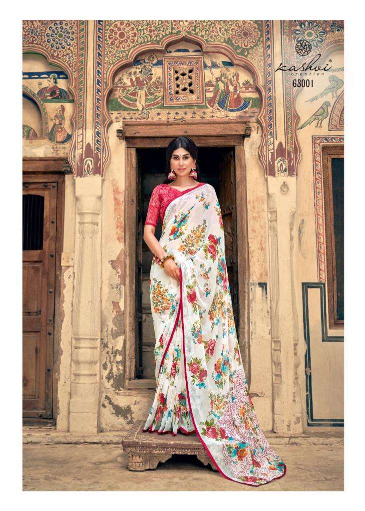 URVASHI BY KASHVI WEIGHTLESS PRINTED WHITE SPECIAL FANCY SAREE