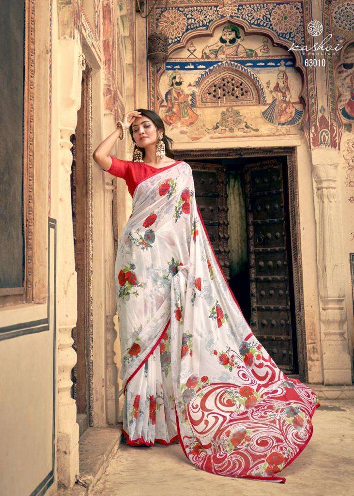 URVASHI BY KASHVI WEIGHTLESS PRINTED WHITE SPECIAL FANCY SAREE