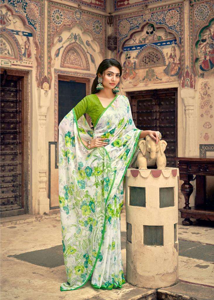 URVASHI BY KASHVI WEIGHTLESS PRINTED WHITE SPECIAL FANCY SAREE