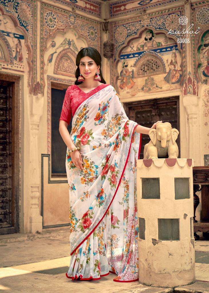 URVASHI BY KASHVI WEIGHTLESS PRINTED WHITE SPECIAL FANCY SAREE
