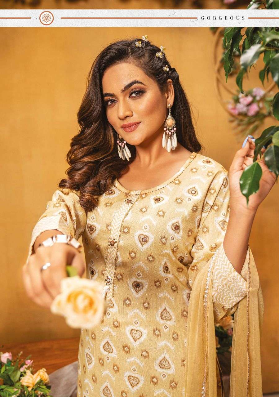 Wanna®️ Product  Launch New Fancy  Rayon Hand Work Kurti With Pant Catalogue Blooming Beauty