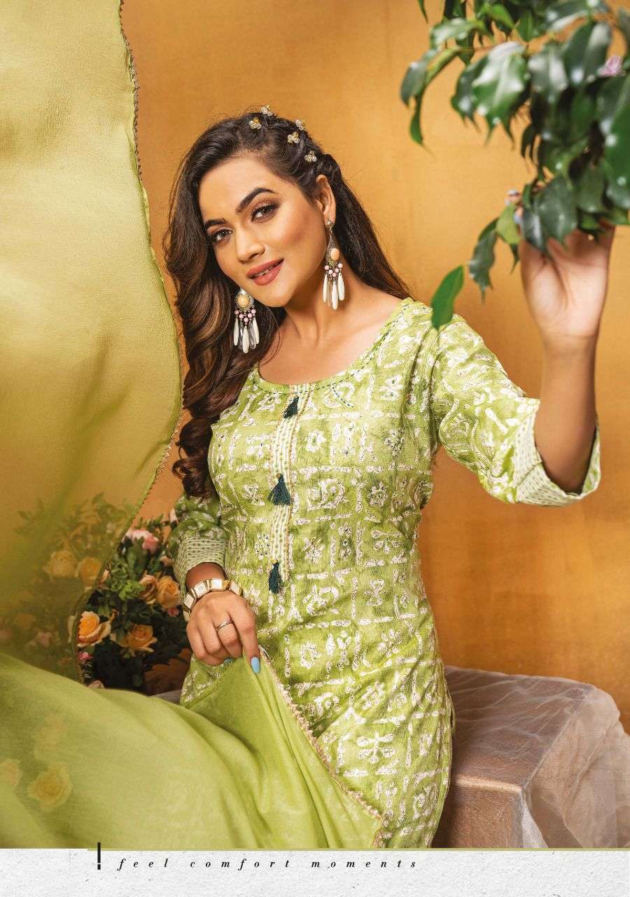 Wanna®️ Product  Launch New Fancy  Rayon Hand Work Kurti With Pant Catalogue Blooming Beauty