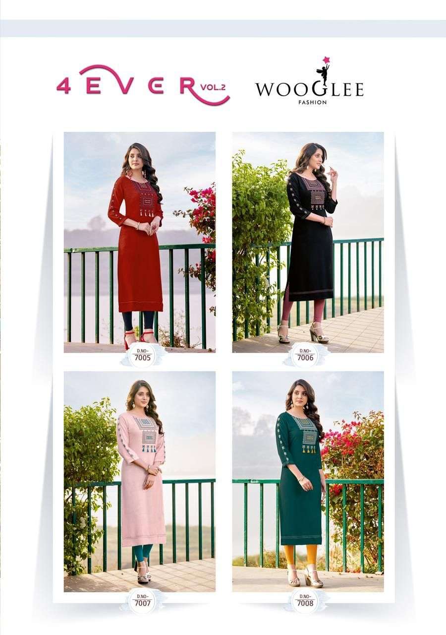  Wooglee  (mittoo) Catalog  4Ever Vol 2 rayon kurtis wholesale