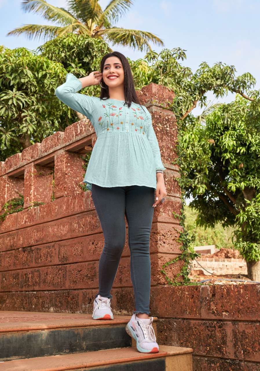 Yami  Has Launched new   Tunics Catalog EDGE   Name- EDGE  Pce-9  Fabrics- Rayon BaseSelf Weawing fabrics With Machine Embroidery  Size-S-36,M-38,L-40, XL,42,XXL-44,    Lenth- 28