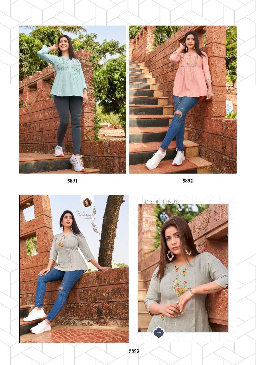 Yami  Has Launched new   Tunics Catalog EDGE   Name- EDGE  Pce-9  Fabrics- Rayon BaseSelf Weawing fabrics With Machine Embroidery  Size-S-36,M-38,L-40, XL,42,XXL-44,    Lenth- 28