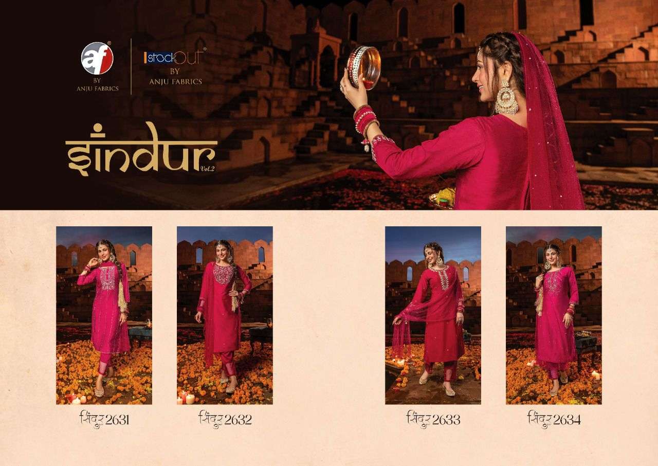 Af Sindur Vol 2 Catalog Designer Wear Kurti Pant With Dupatta Wholesale