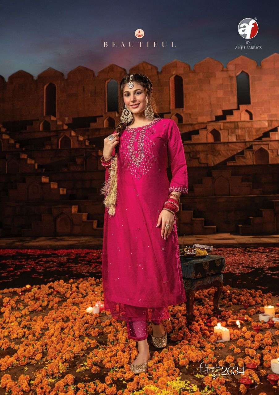 Af Sindur Vol 2 Catalog Designer Wear Kurti Pant With Dupatta Wholesale