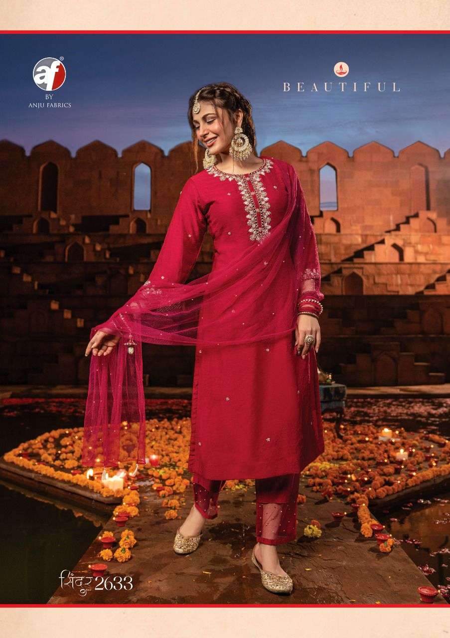 Af Sindur Vol 2 Catalog Designer Wear Kurti Pant With Dupatta Wholesale