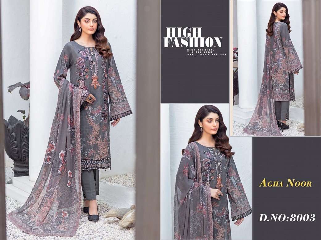 Agha Noor Vol 8 Catalog Luxury Lawn Karachi Cotton Dress Materials Wholesale