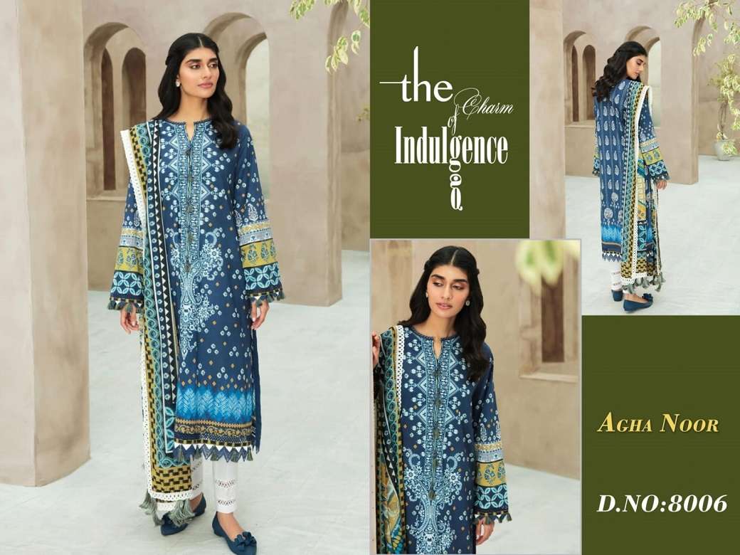 Agha Noor Vol 8 Catalog Luxury Lawn Karachi Cotton Dress Materials Wholesale