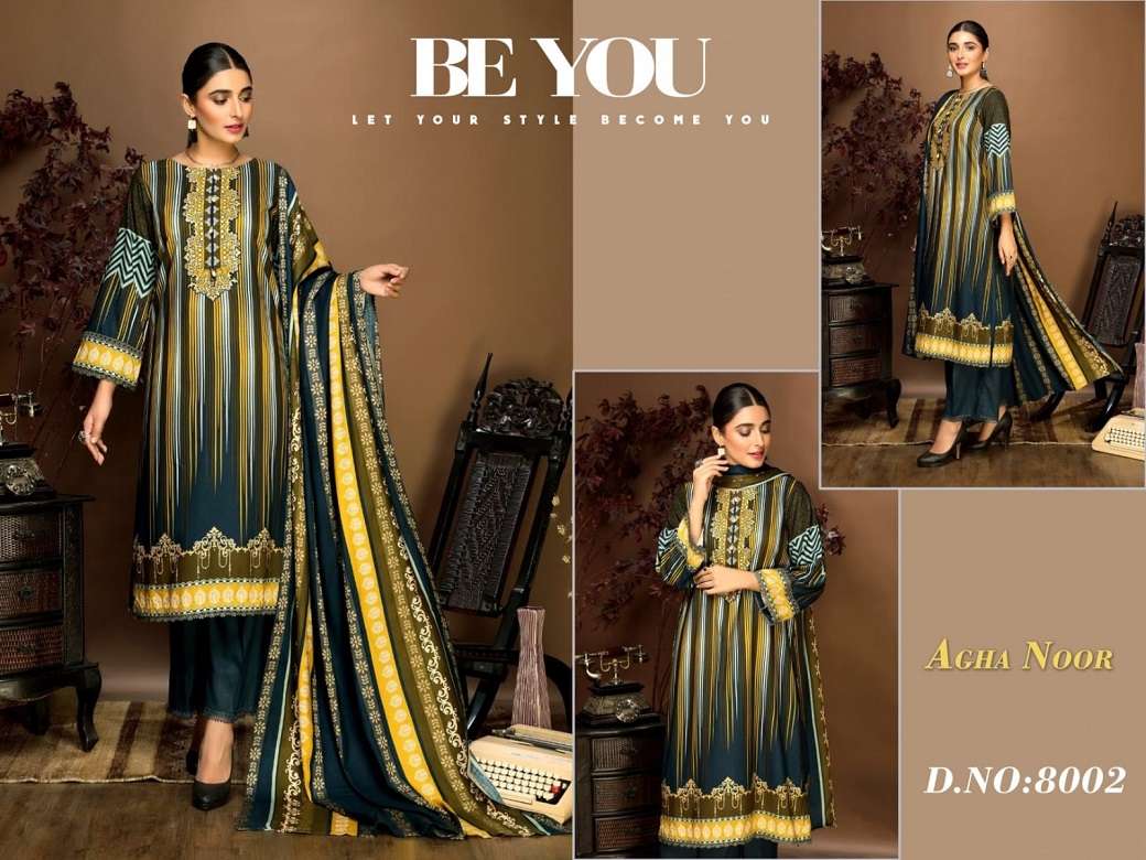 Agha Noor Vol 8 Catalog Luxury Lawn Karachi Cotton Dress Materials Wholesale