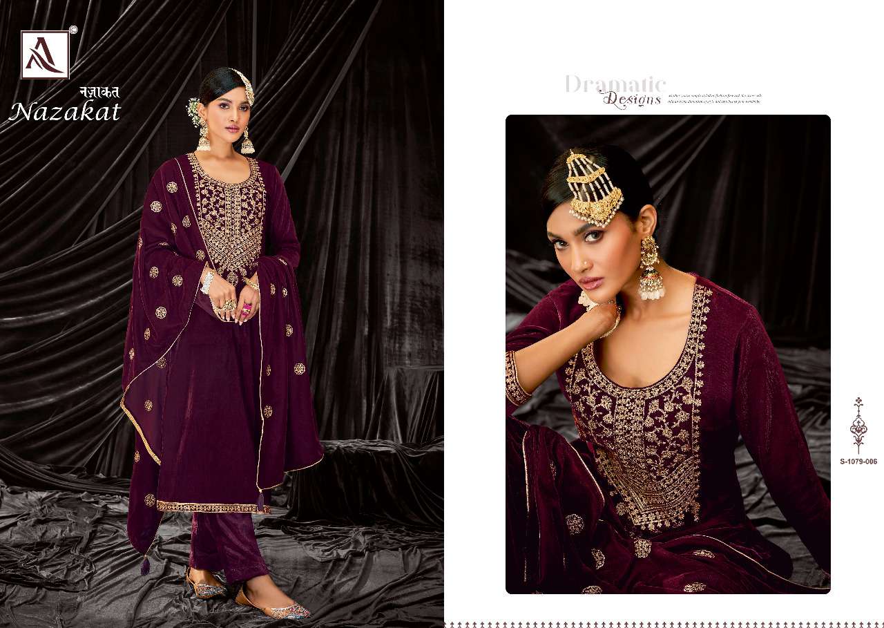 Alok Nazakat Catalog Embroidery Wear Salwar Kameez Wholesale
