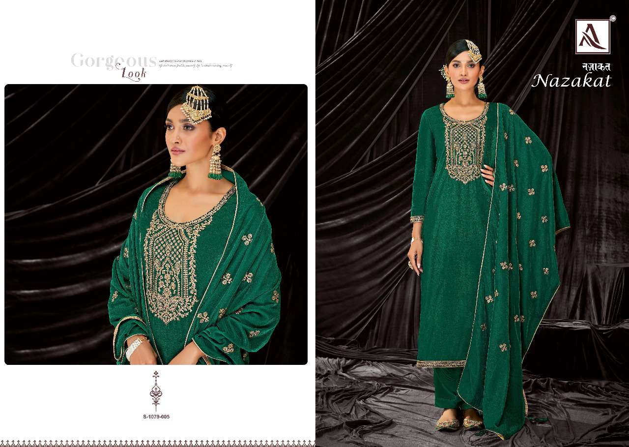 Alok Nazakat Catalog Embroidery Wear Salwar Kameez Wholesale