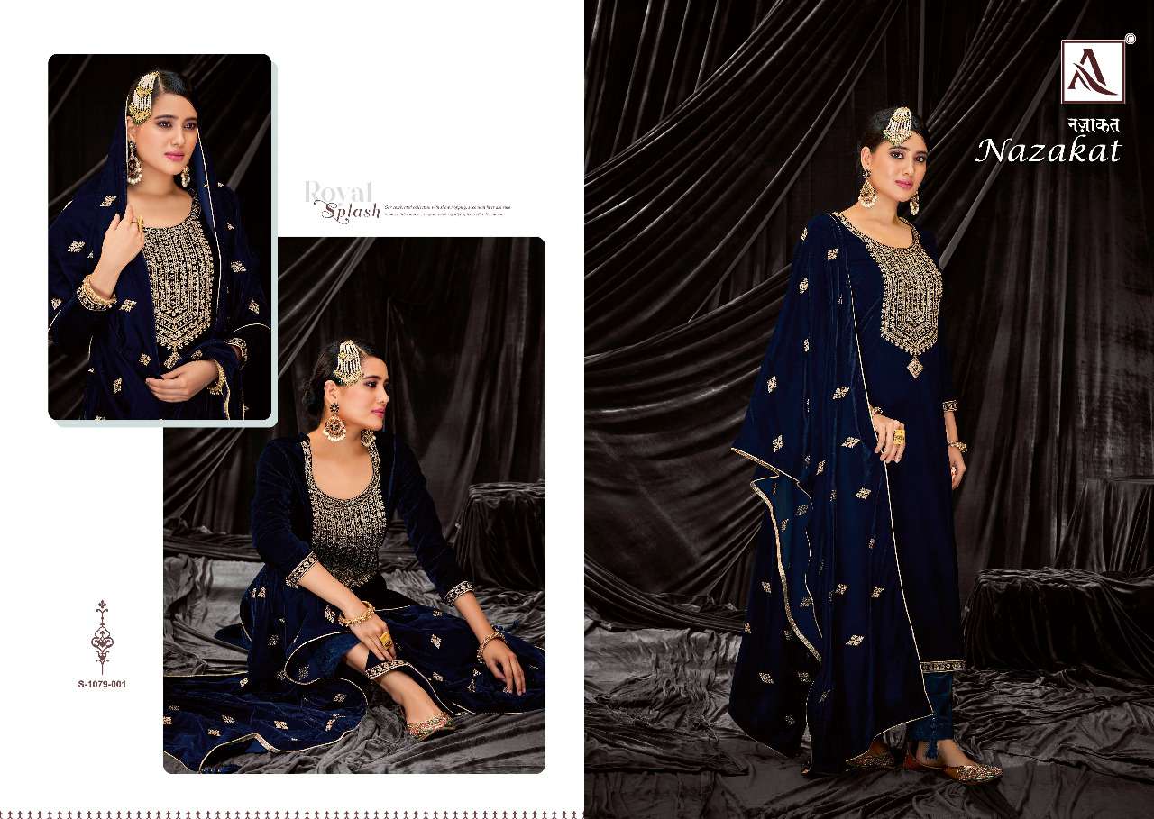 Alok Nazakat Catalog Embroidery Wear Salwar Kameez Wholesale