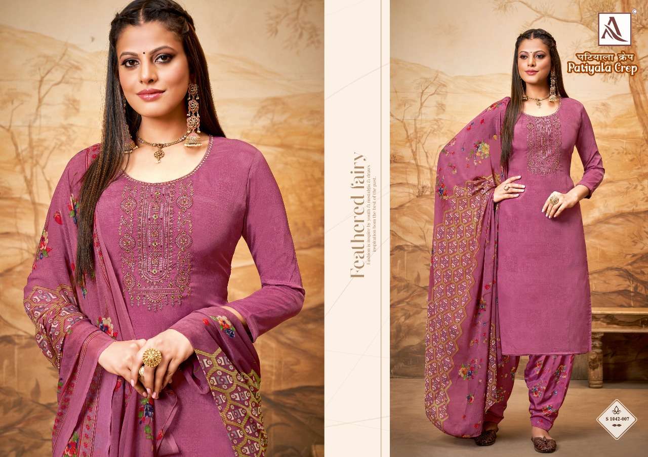 Alok Patiyala Crep Catalog Party Wear Dress Materials Wholesale