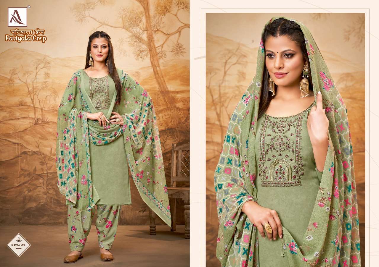 Alok Patiyala Crep Catalog Party Wear Dress Materials Wholesale