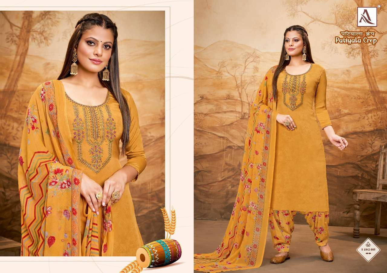 Alok Patiyala Crep Catalog Party Wear Dress Materials Wholesale