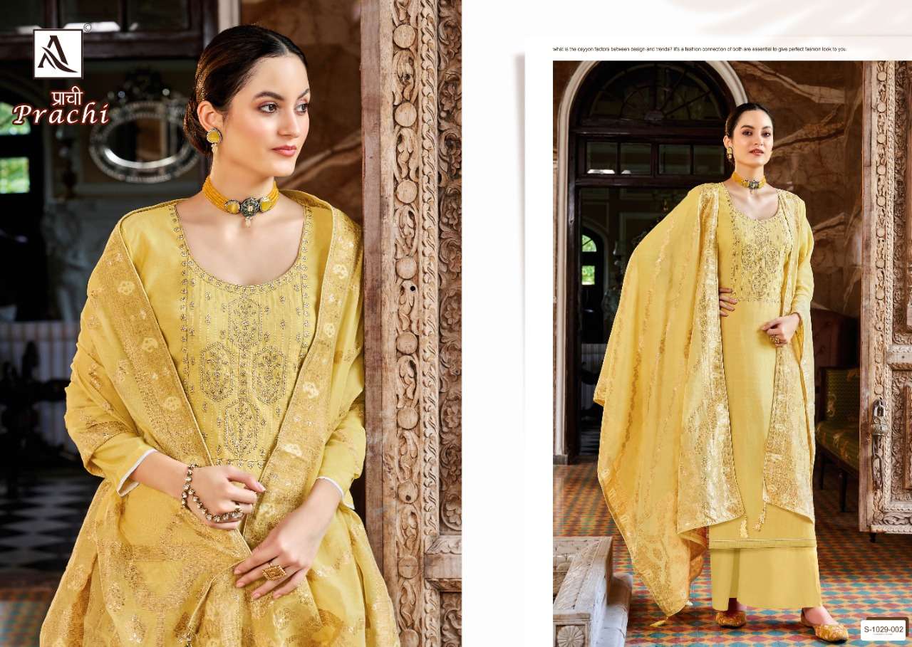 Alok Prachi Catalog Viscose Silk Designer Dress Materials For Women