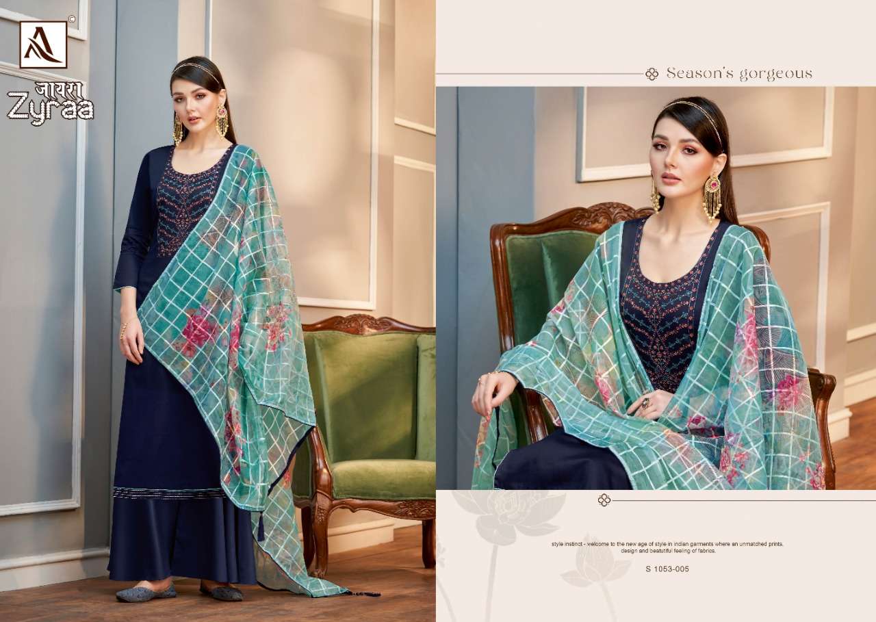 Alok Zyraa Catalog Festive Wear Embroidery Dress Materials Wholesale