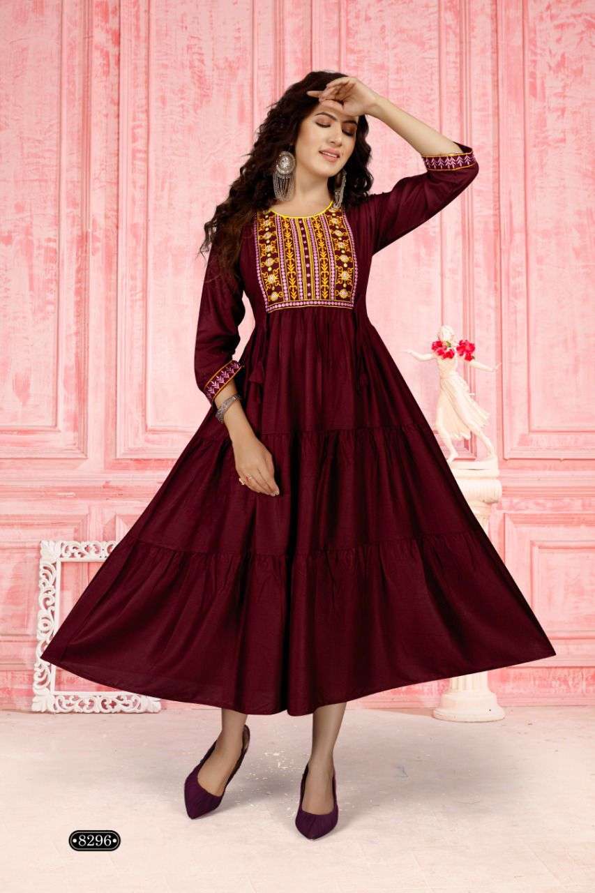 Beauty Menka Catalog Party Wear Heavy Rayon Long Gowns Wholesale